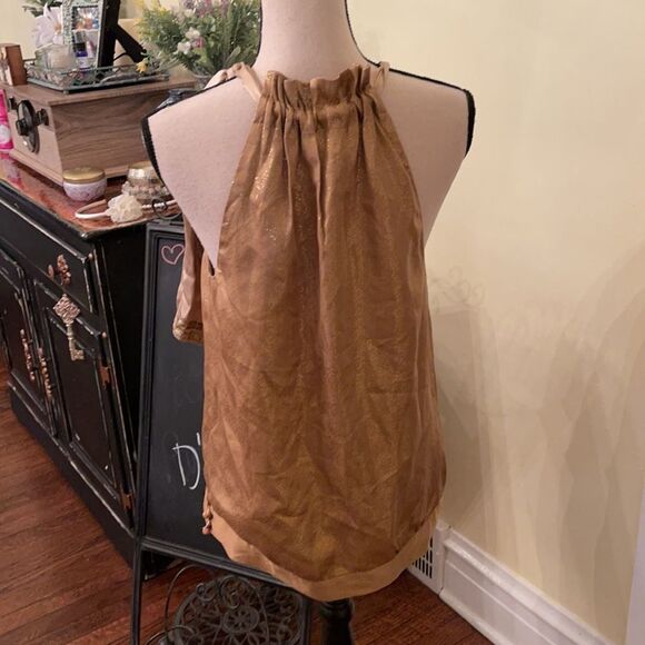 *Hale Bob* LA Metallic Silk Tir Shirred Neck Halter - Picture 7 of 11